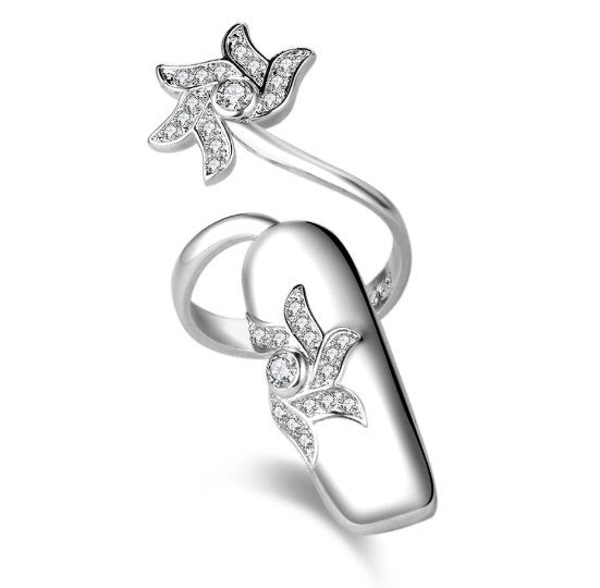 Women's Creative Open Nail For Refined Rhinestone Rings