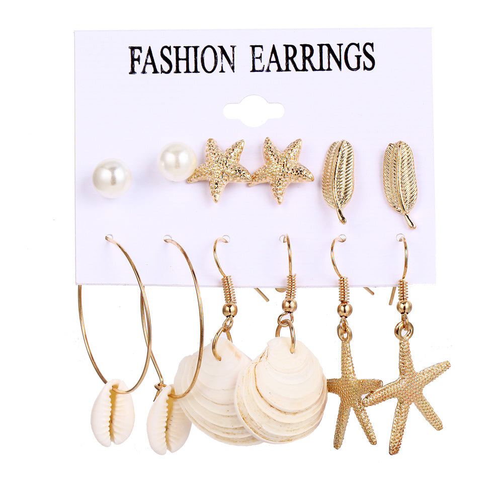 Conch Series Female Starfish Shell Seaside Earrings