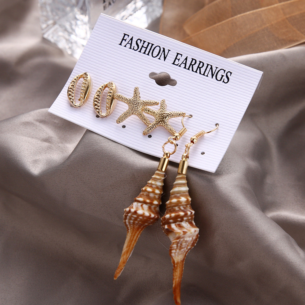 Conch Series Female Starfish Shell Seaside Earrings