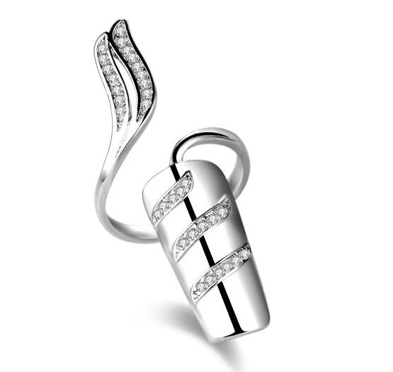 Women's Creative Open Nail For Refined Rhinestone Rings