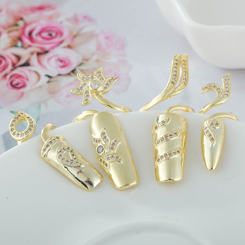 Women's Creative Open Nail For Refined Rhinestone Rings