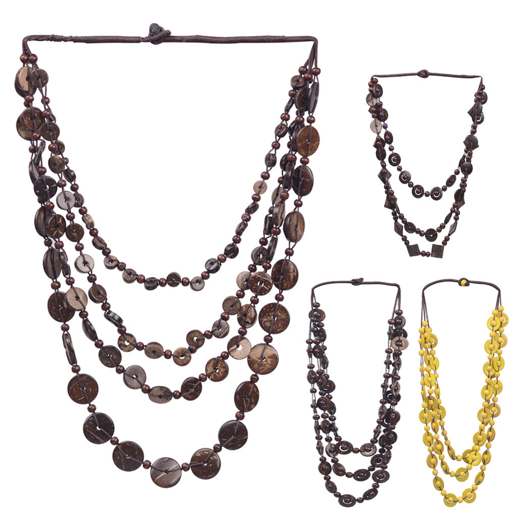 Ethnic Style Beaded Coconut Shell Tribe Necklaces
