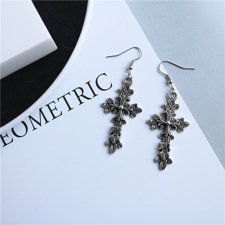 Retro Sier Ear Clip Cold Trendy Personalized Spoon Fork Square Earrings