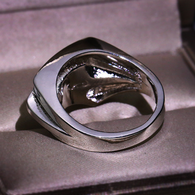Women's Micro Inlaid Zircon Geometric Three-dimensional Sier-plated Rings