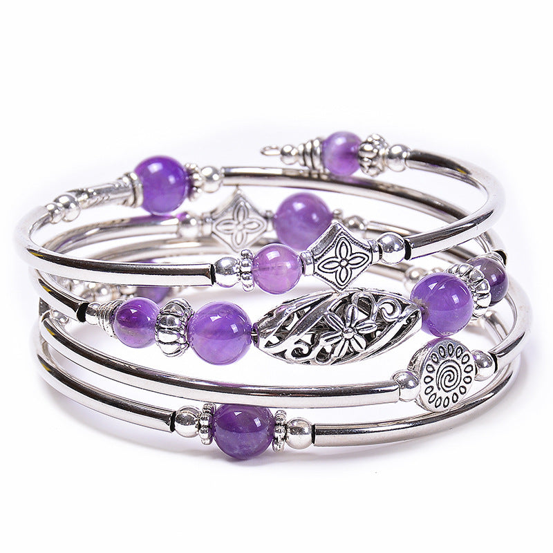 Cool Natural Winding Layered Stone Beaded Bracelets
