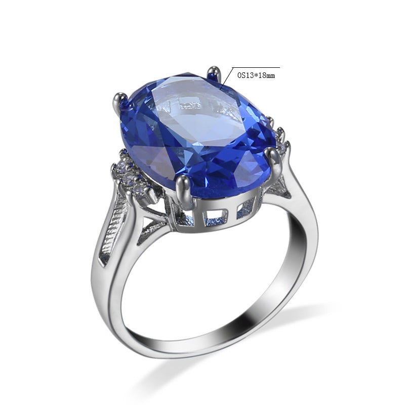 Trendy Popular Glamorous Blue Black Zircon Ring