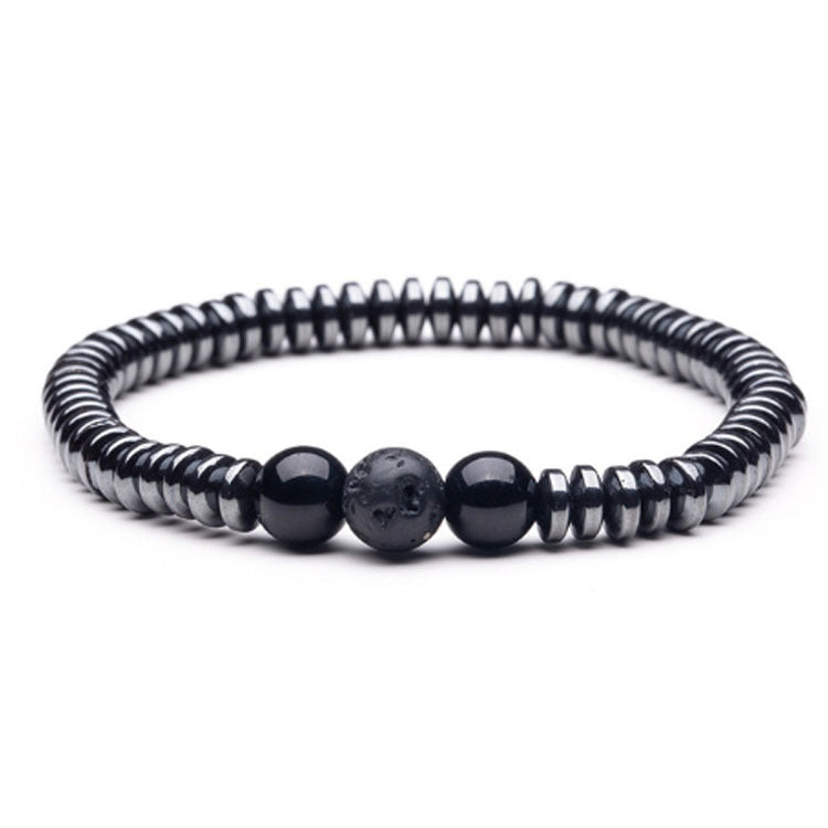 Men's Nature Tigereye Sier Hematite Charm Fashion Bracelets