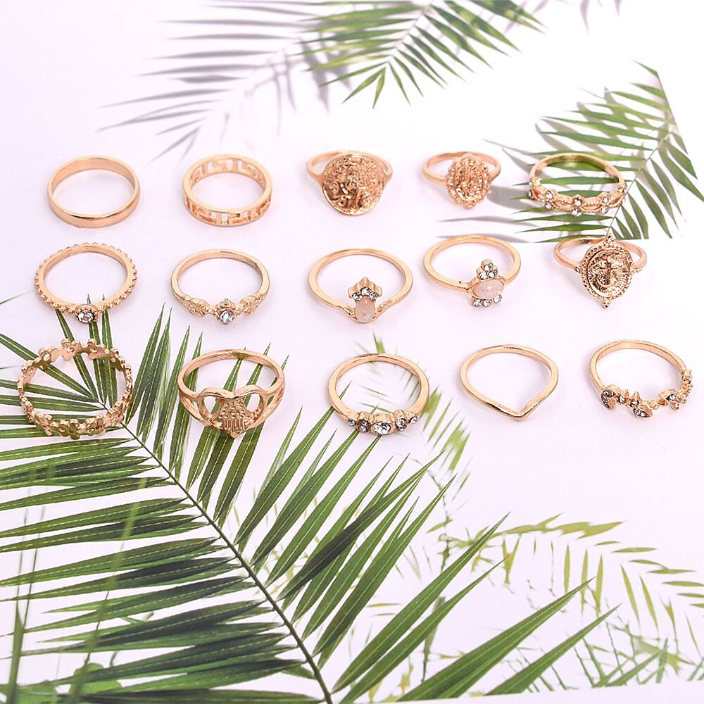 Women's Vintage Cross Gold Coin Love Alloy Rings