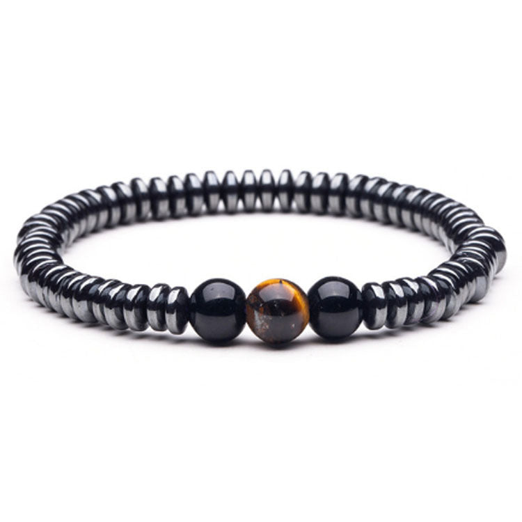 Men's Nature Tigereye Sier Hematite Charm Fashion Bracelets