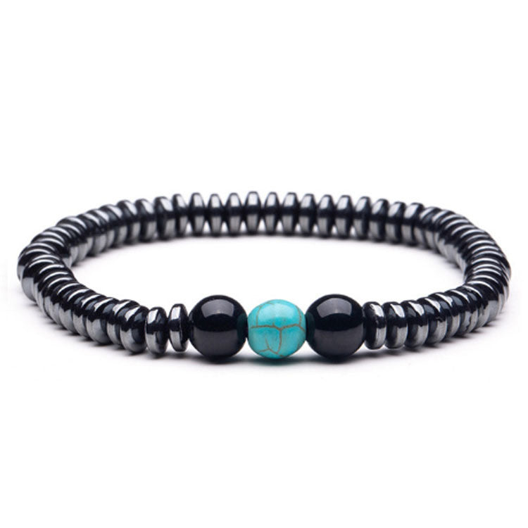 Men's Nature Tigereye Sier Hematite Charm Fashion Bracelets