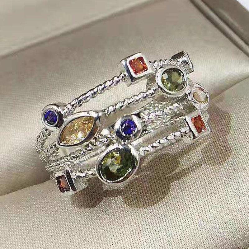 Creative Color Zircon Popular Engagement Female Rings