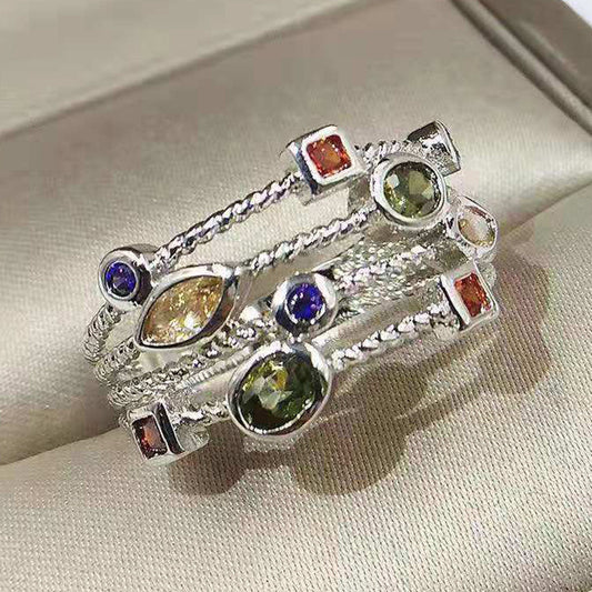 Creative Color Zircon Popular Engagement Female Rings