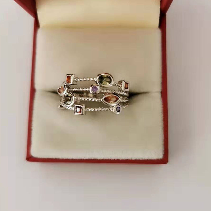 Creative Color Zircon Popular Engagement Female Rings