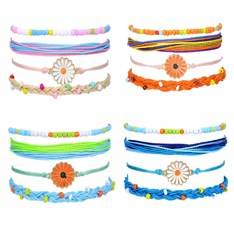 Waterproof Wax Line Hand Weaving Alloy Bracelets