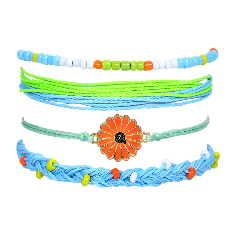 Waterproof Wax Line Hand Weaving Alloy Bracelets