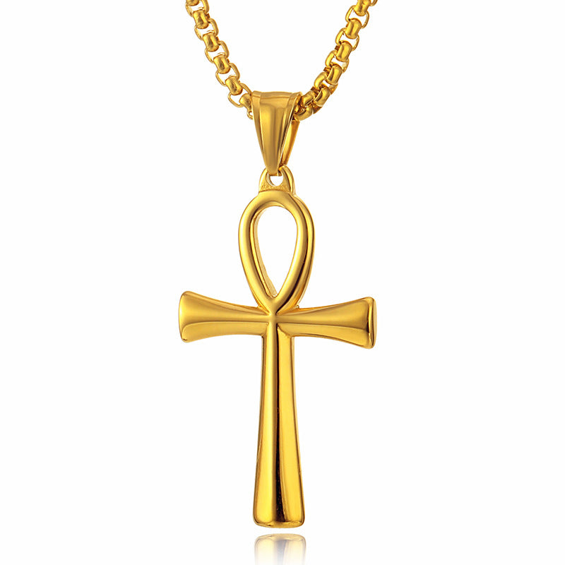 Men's Ornament Simple Glossy Egyptian Cross Necklaces