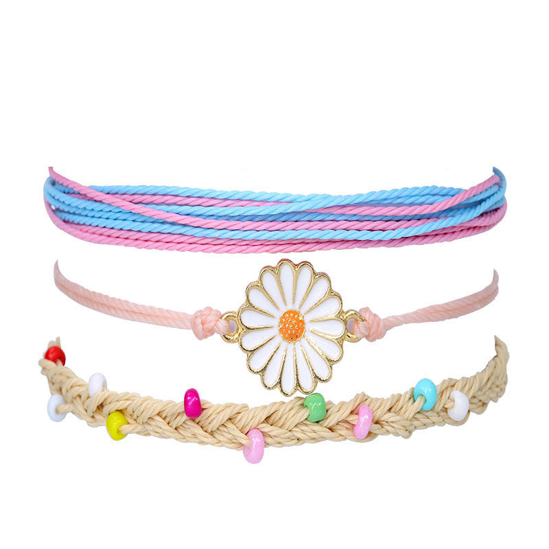 Waterproof Wax Line Hand Weaving Alloy Bracelets