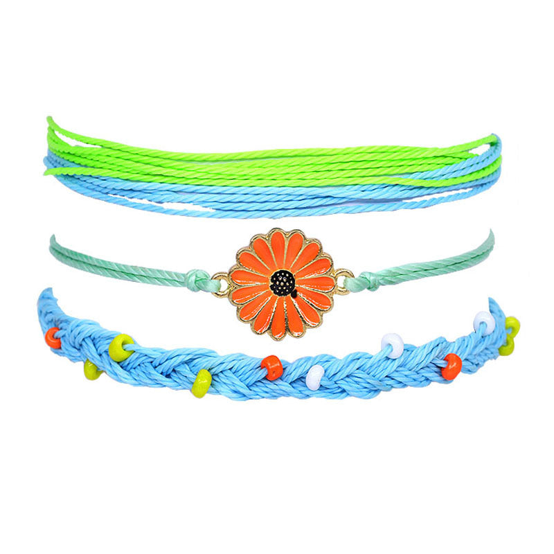 Waterproof Wax Line Hand Weaving Alloy Bracelets