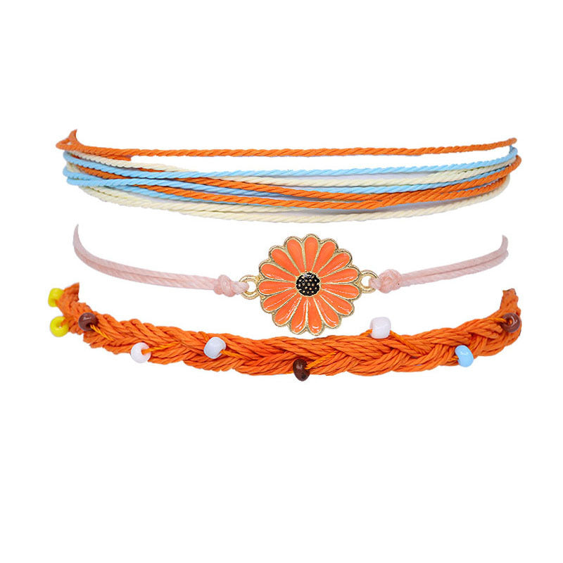 Waterproof Wax Line Hand Weaving Alloy Bracelets