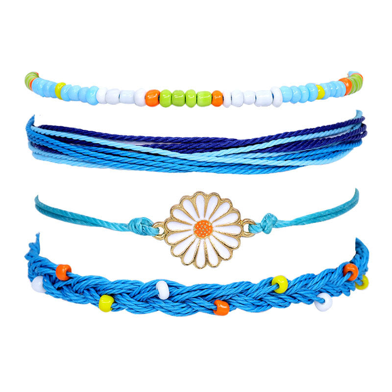 Waterproof Wax Line Hand Weaving Alloy Bracelets
