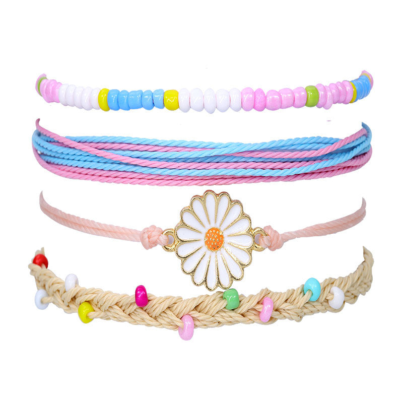 Waterproof Wax Line Hand Weaving Alloy Bracelets