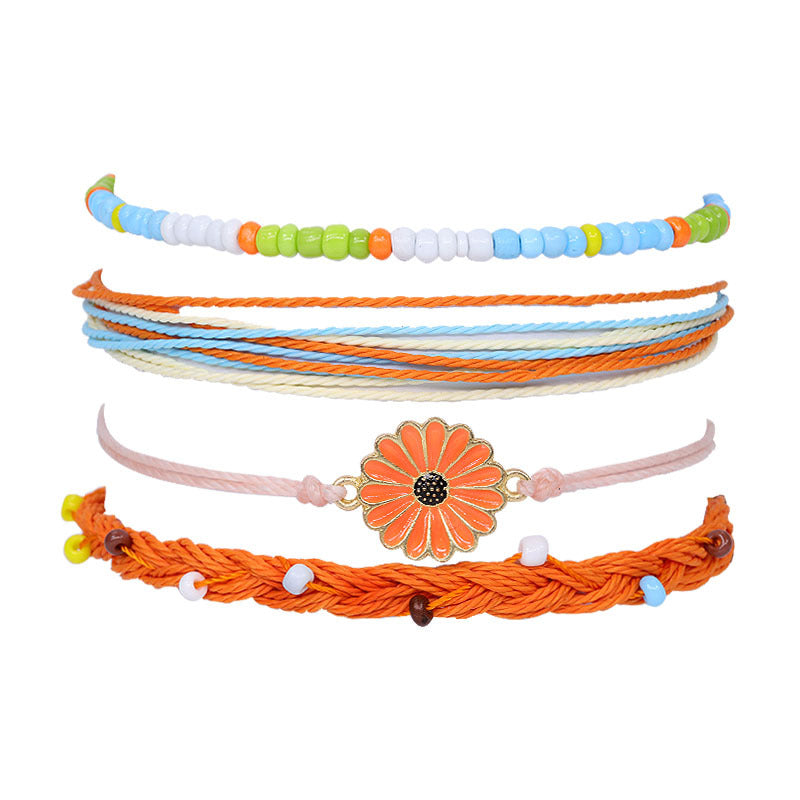 Waterproof Wax Line Hand Weaving Alloy Bracelets