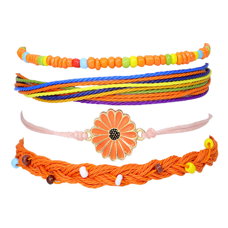 Waterproof Wax Line Hand Weaving Alloy Bracelets
