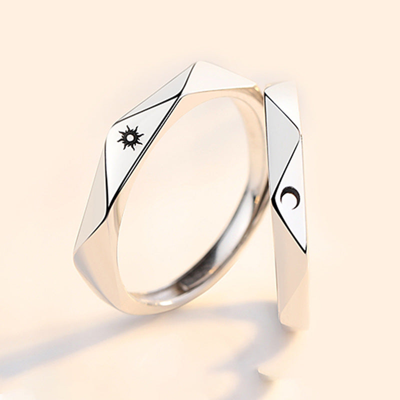 Women's & Men's Moon Couple Sterling Sier Pair Design Commemorative Rings