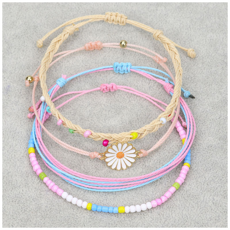 Waterproof Wax Line Hand Weaving Alloy Bracelets