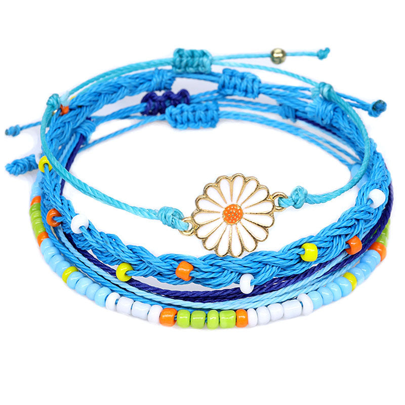 Waterproof Wax Line Hand Weaving Alloy Bracelets