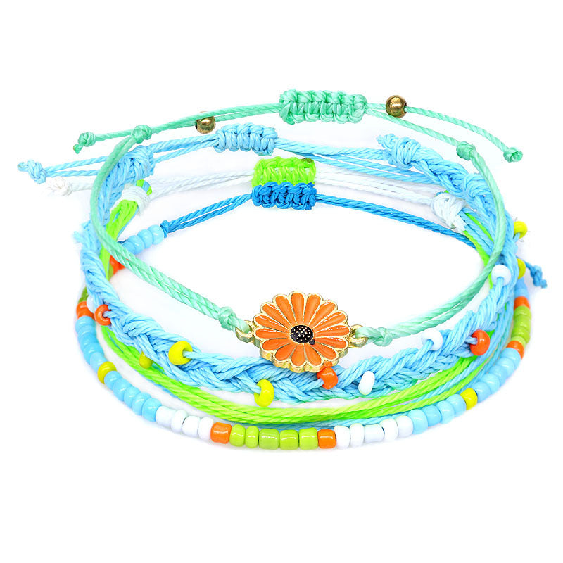 Waterproof Wax Line Hand Weaving Alloy Bracelets