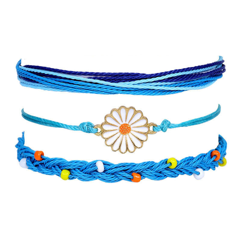 Waterproof Wax Line Hand Weaving Alloy Bracelets