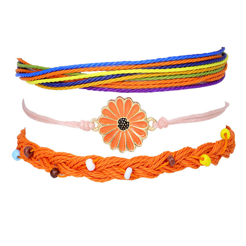 Waterproof Wax Line Hand Weaving Alloy Bracelets