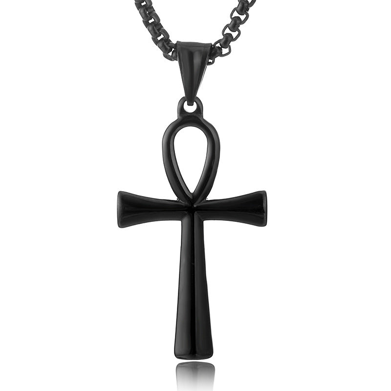 Men's Ornament Simple Glossy Egyptian Cross Necklaces
