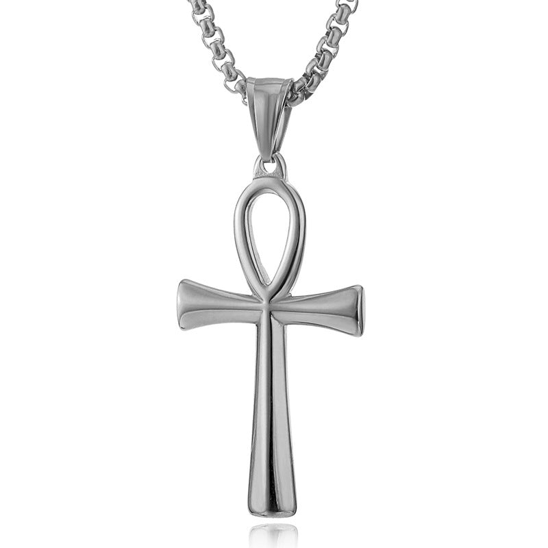 Men's Ornament Simple Glossy Egyptian Cross Necklaces