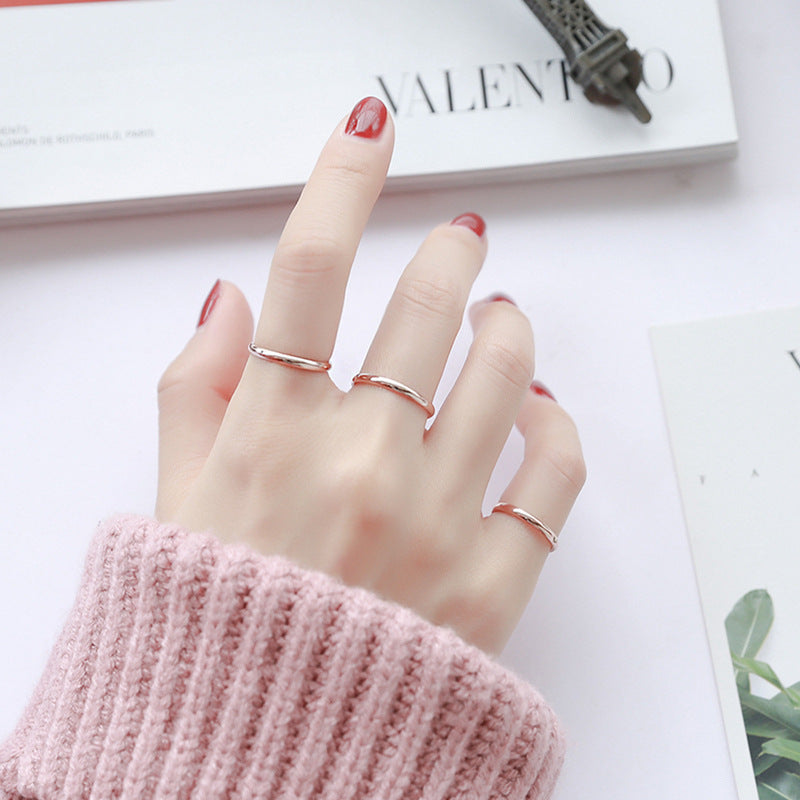 Women's Little Finger Simple Color Titanium Steel Rings
