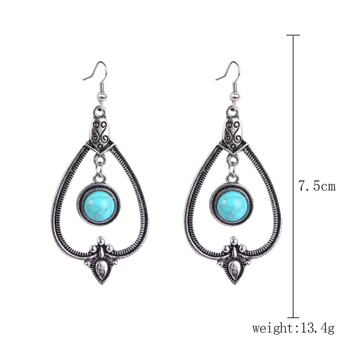 Ethnic Style Turquoise Suit Bohemian Vintage Rings