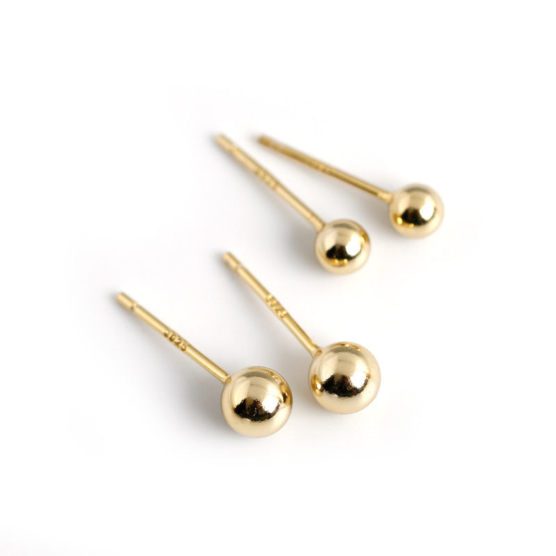Simple Bead Ear Golden Sterling Sier Rings