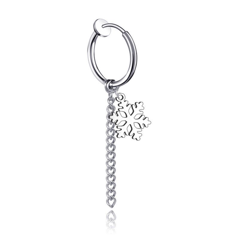 Snowflake Ear Titanium Steel Korean Tassel Earrings