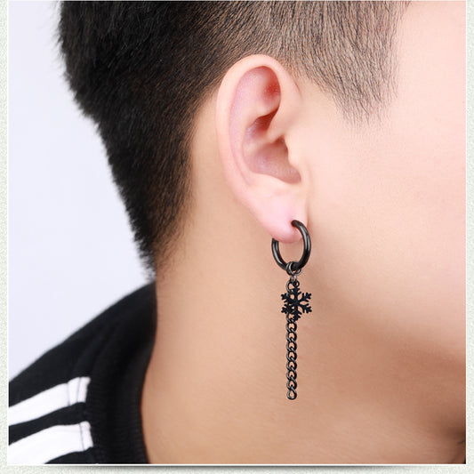 Snowflake Ear Titanium Steel Korean Tassel Earrings