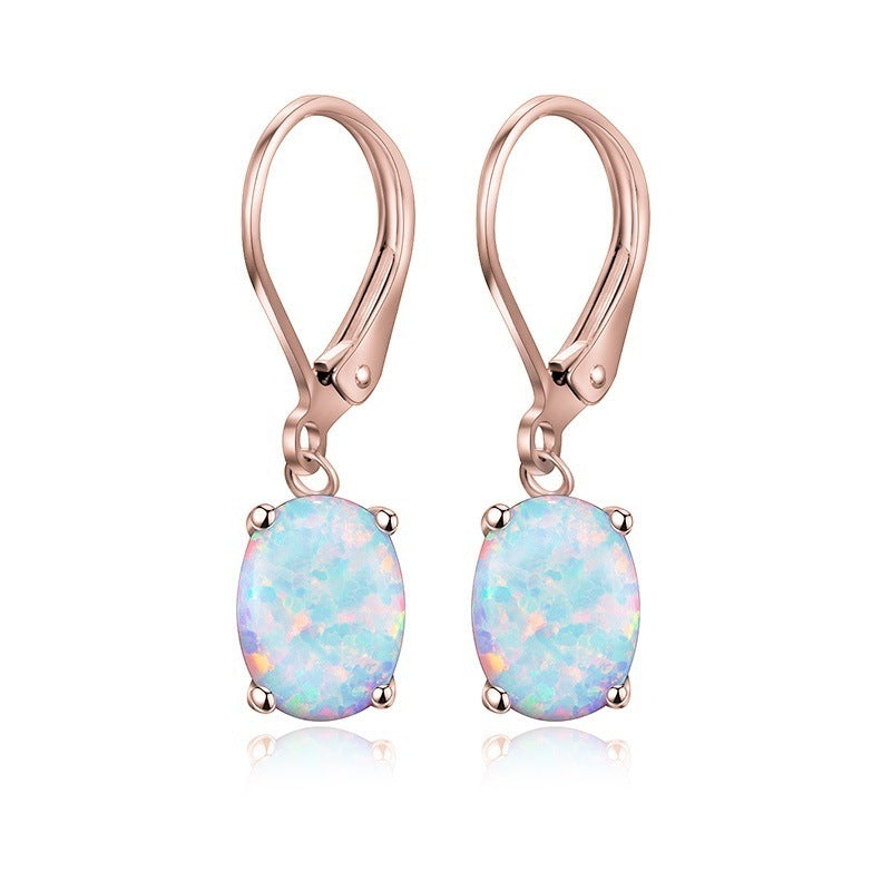 Women's Stylish Oval Opal Fashion Ornament Earrings