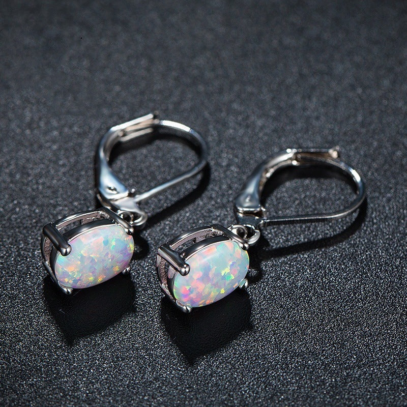 Women's Stylish Oval Opal Fashion Ornament Earrings