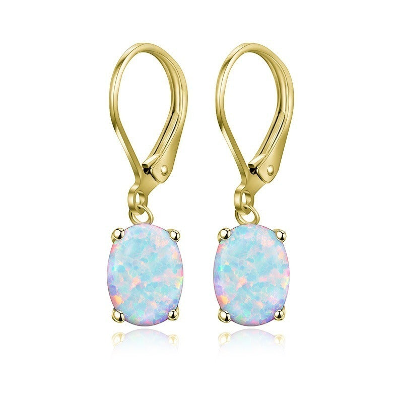Women's Stylish Oval Opal Fashion Ornament Earrings