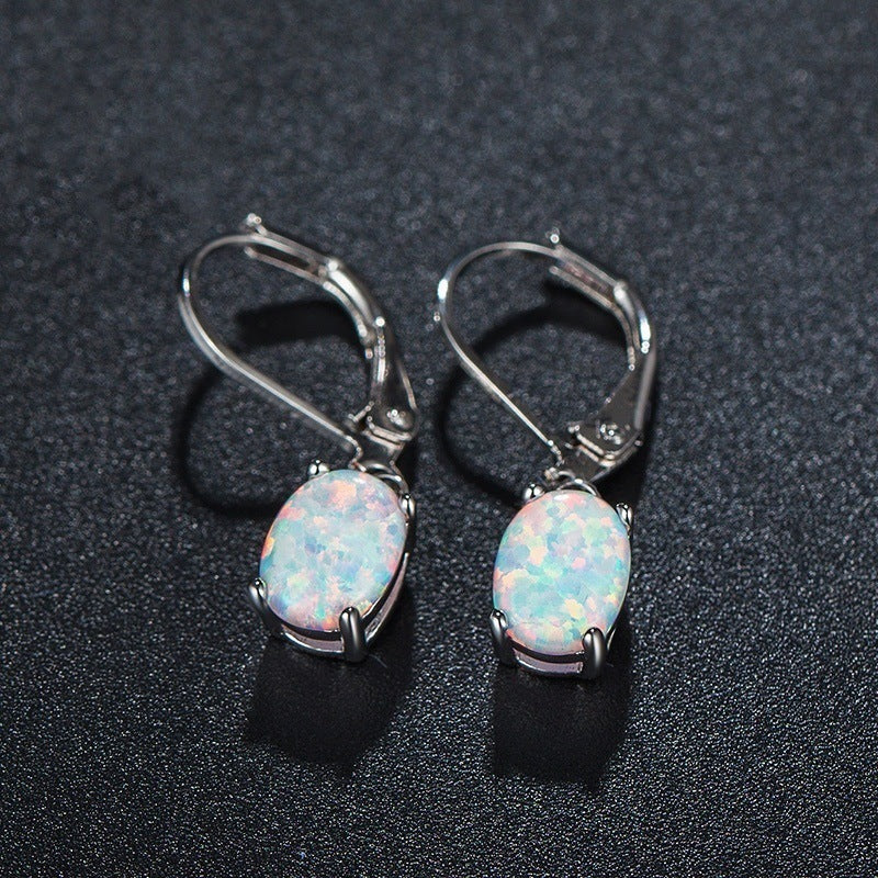 Women's Stylish Oval Opal Fashion Ornament Earrings