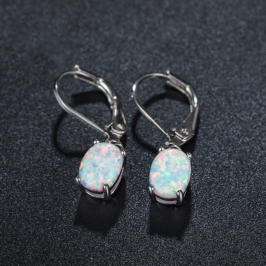 Women's Stylish Oval Opal Fashion Ornament Earrings