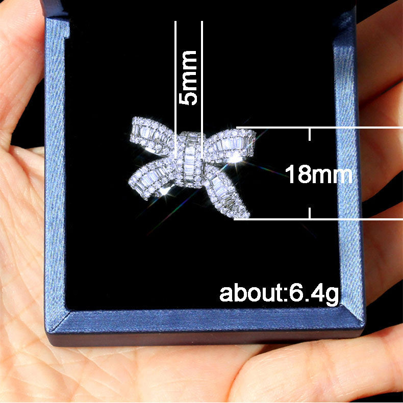 Series Bow Ladder Square Diamond Beautiful Luxury Simulation Temperament Rings