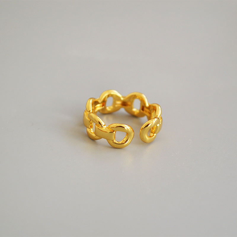 Women's Style Brass Gold-plated Exquisite Chain Simple Opening Graceful Rings