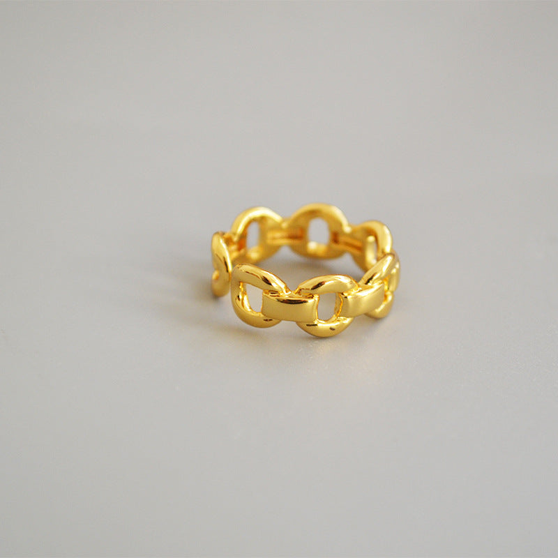 Women's Style Brass Gold-plated Exquisite Chain Simple Opening Graceful Rings