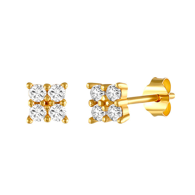 Sterling Sier With Four Diamonds Sweet Earrings