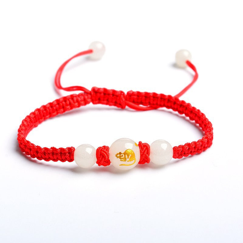 Women's & Men's Luminous Beads Zodiac Hand-woven Red Rope Couple Bracelets